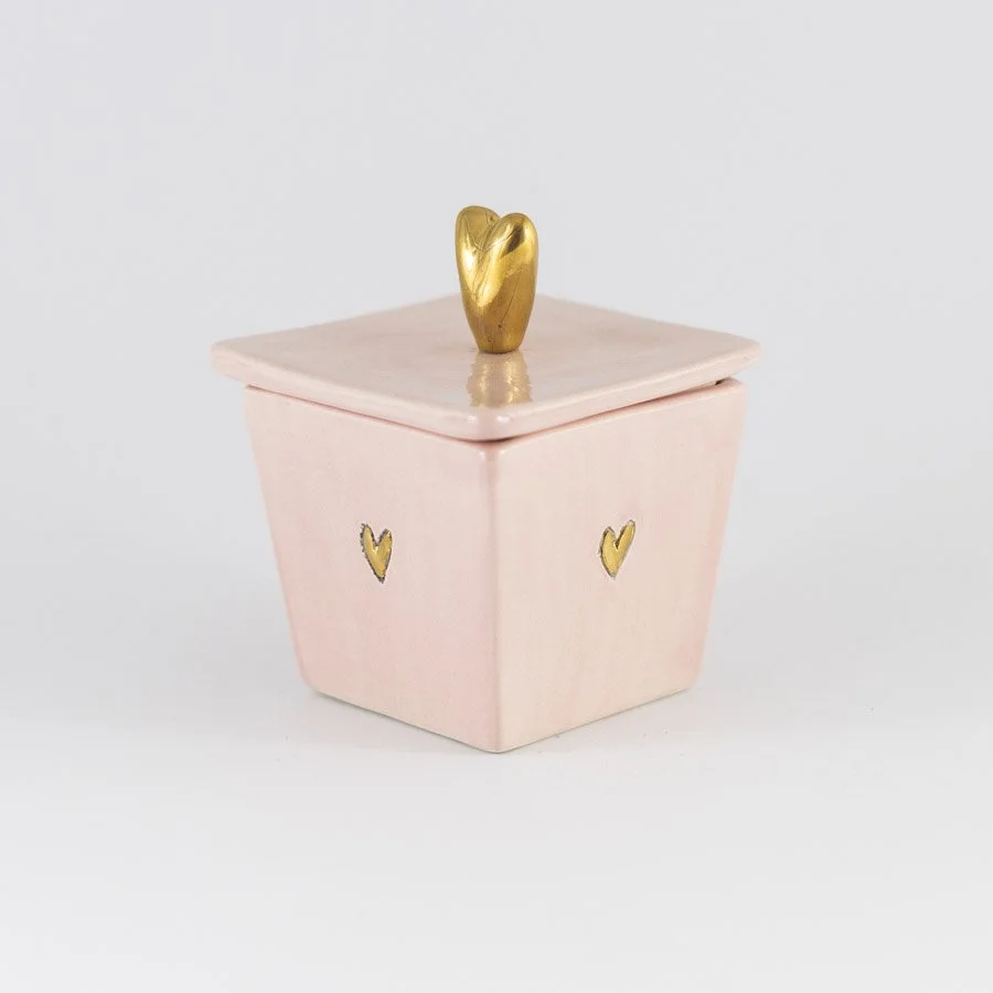 Pink Lidded Box with Heart by Sophie Smith