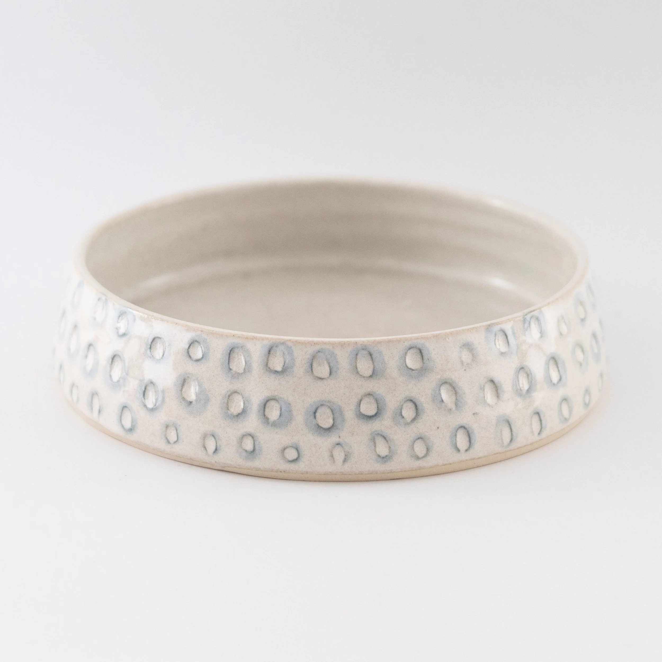 Blue and Cream Shallow Dish by Rachel Austin