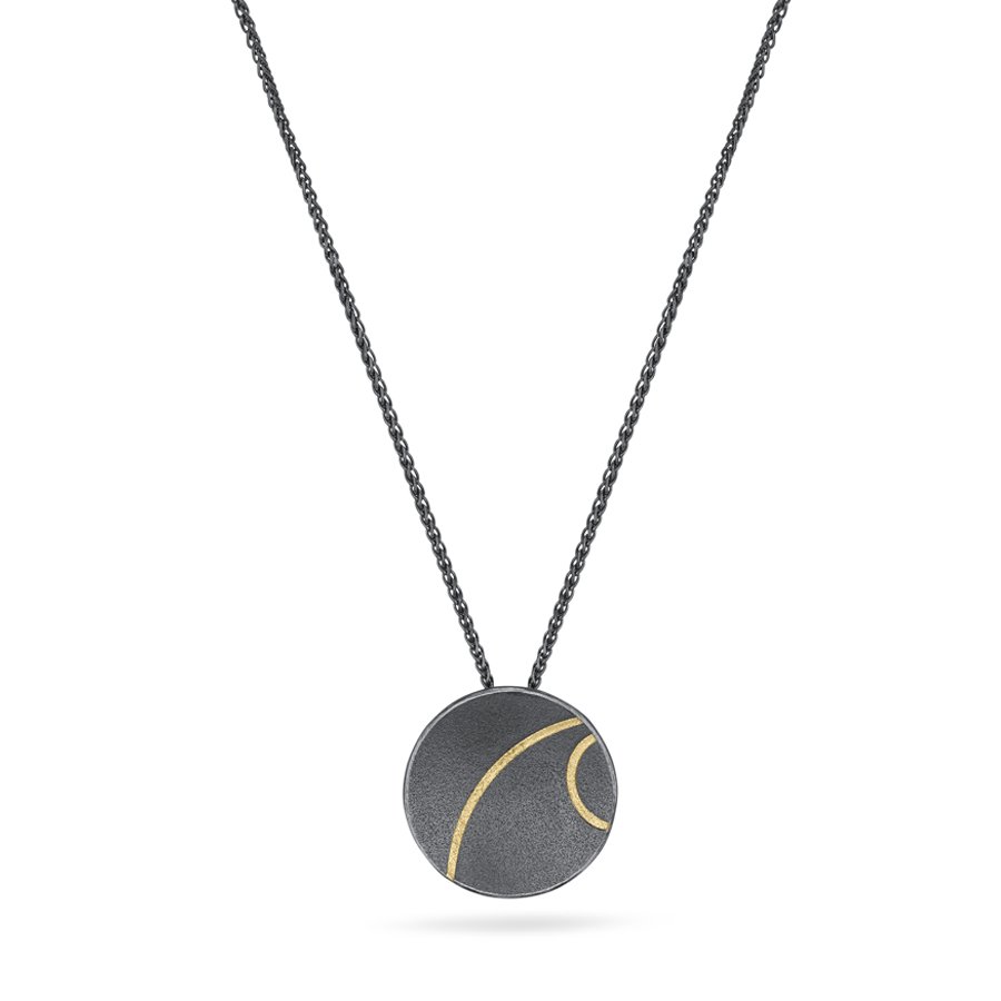 Small Oxidised Lunar 2 Pendant by Hannah Souter