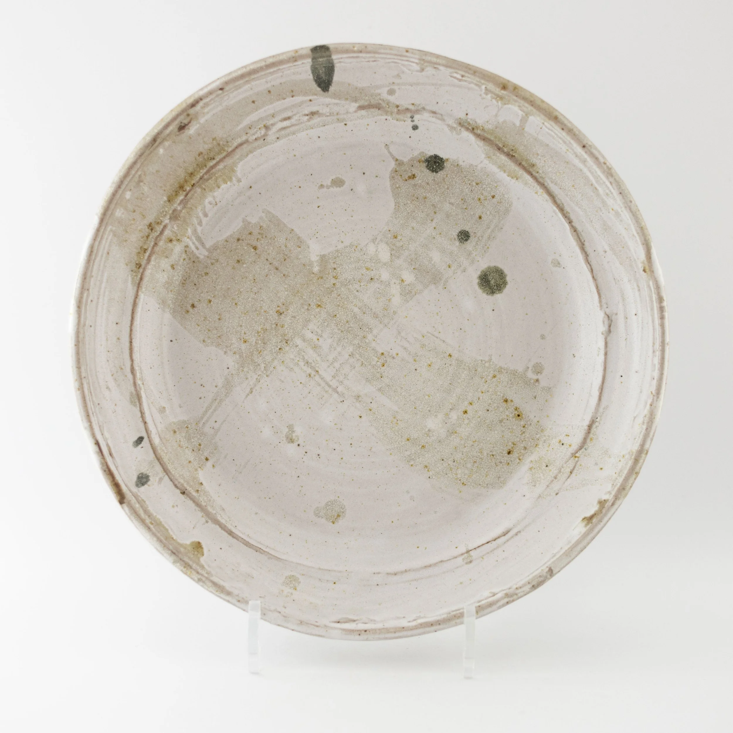 Large Dish with Dolomite and Wood Ash Glaze by Rachel Gray