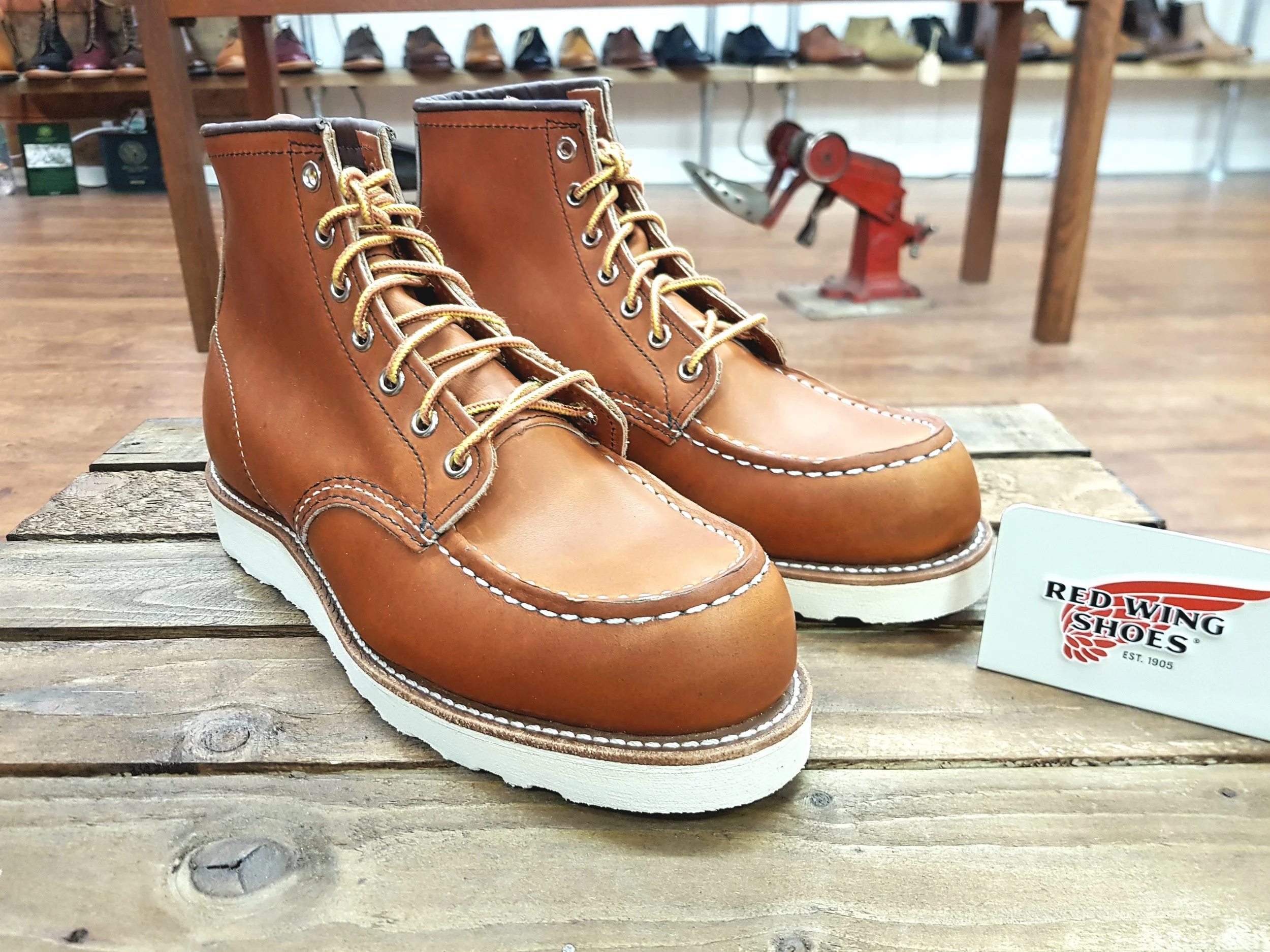red wing moc toe tan