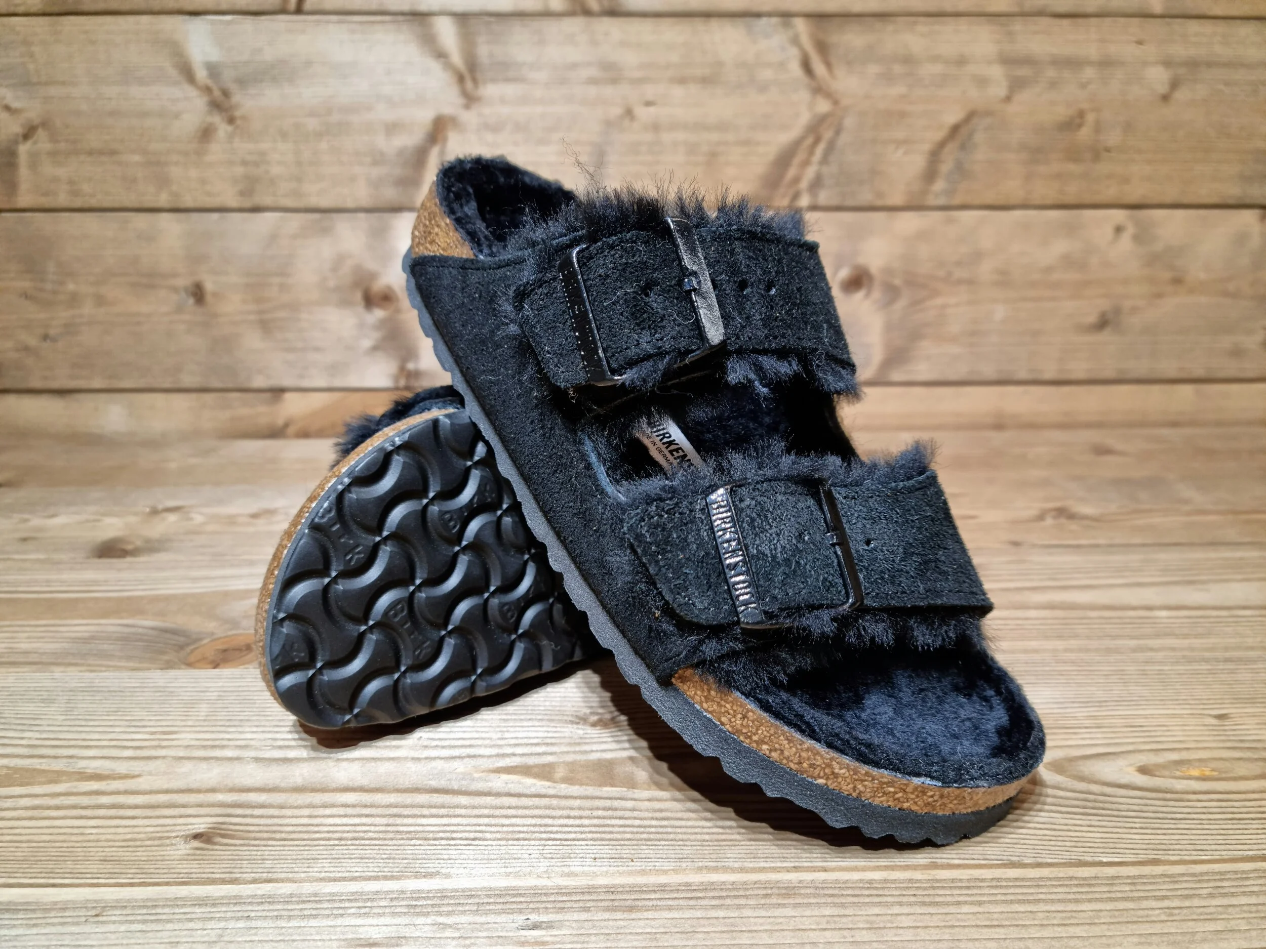birkenstock arizona shearling black 39