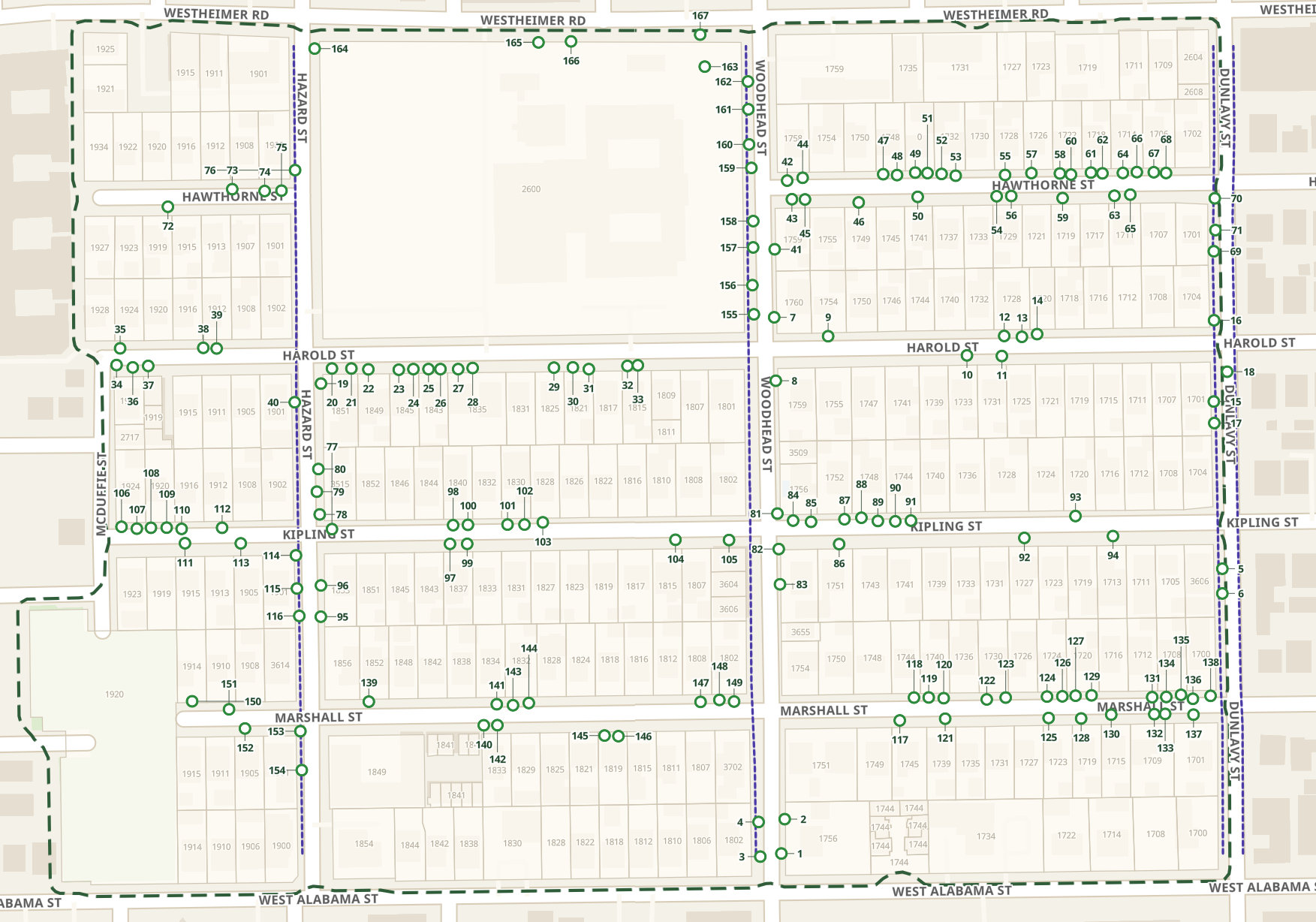 maps displaying proposed tree locations