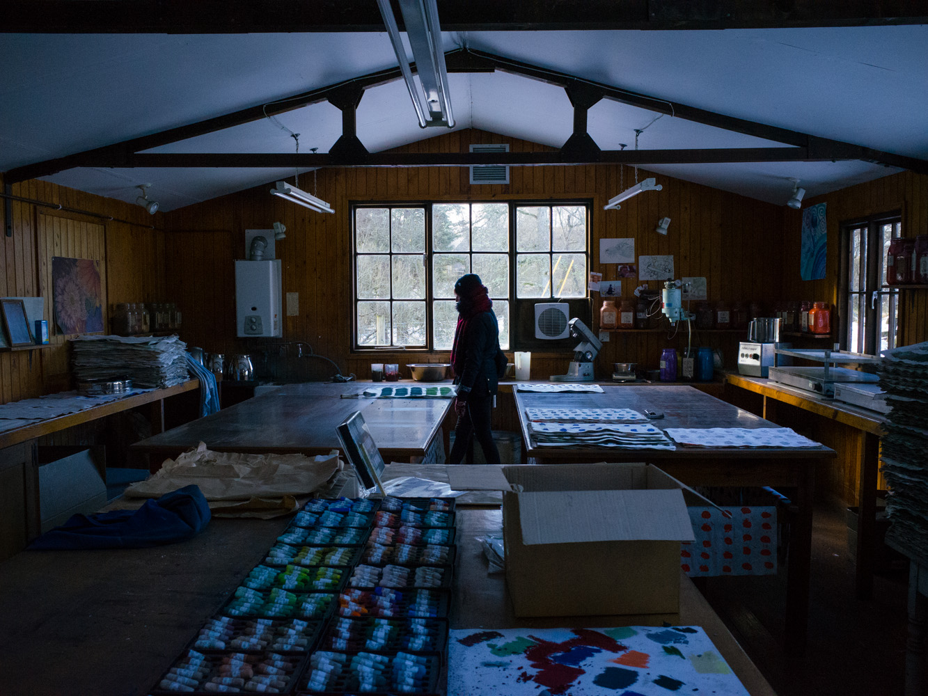 There is a small business called Unison Colour on site that creates and sells soft pastels in brilliant tones. We couldn't resist taking a look around their labs. The smell of this room transported me right back to science class at school.