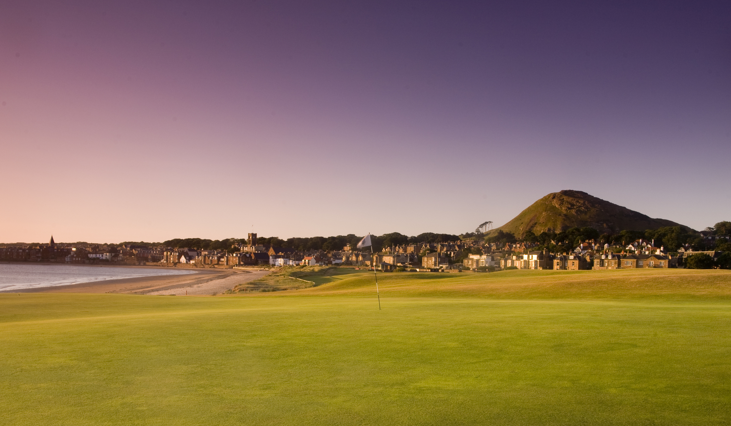 The 1st green can be approached from the beach