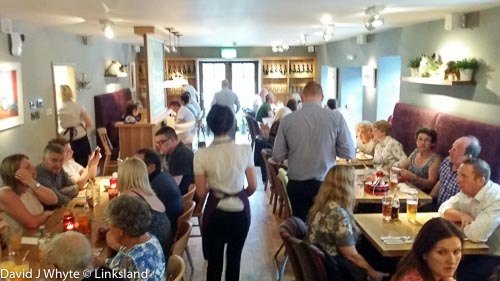Slightly squeezed, close quarters in the dining area. 