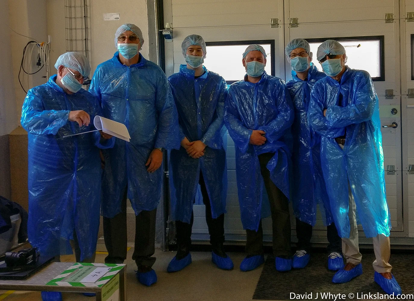 Our gang, suitably suited and booted took a tour of the Genis factory. I’m the one on the right - in case you’re wondering.