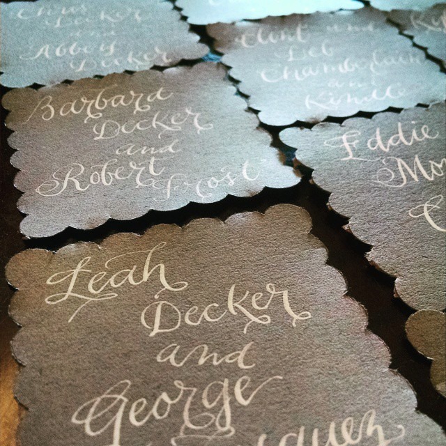 Grey Escort Cards with Bleed-Proof White Ink