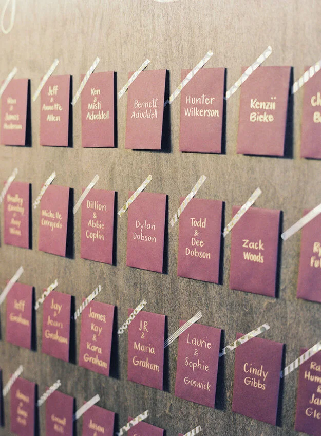 Metallic Gold Ink on Burgundy Escort Envelopes