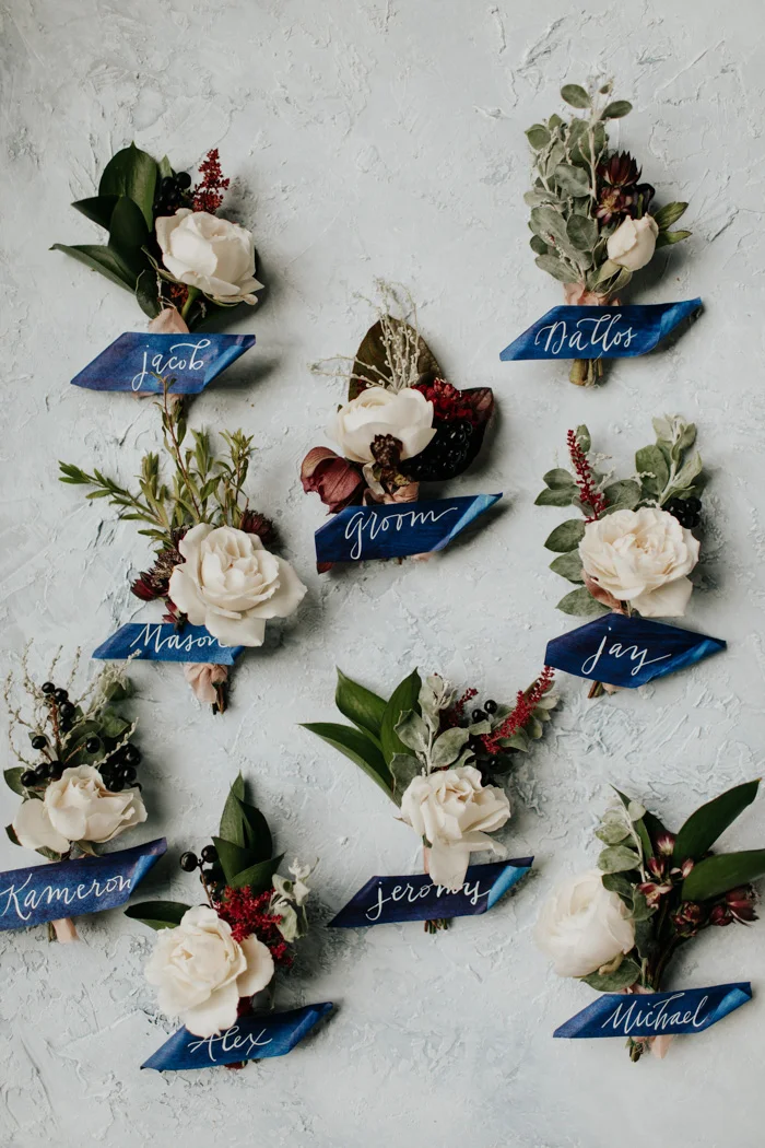 Custom dyed navy blue watercolor paper with white ink | Ink Stained Fingers Bouts and flowers | Poppy Lane Photography | Melissa Marshall