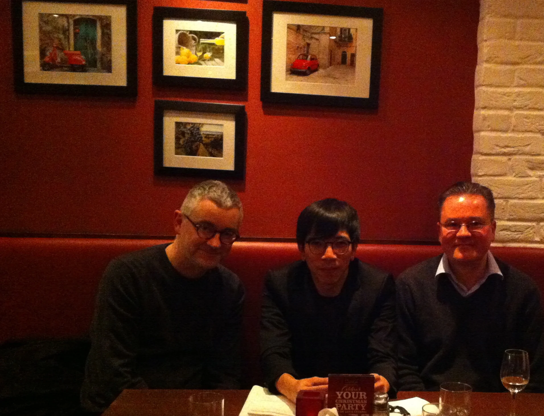 With Martin Crowley (L) and Ian James (R) at De Luca, Cambridge (UK). Nov 10, 2016.