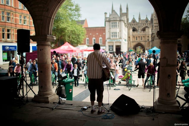 Bicycle Powered Music Stage at Peterborough Green Fair
