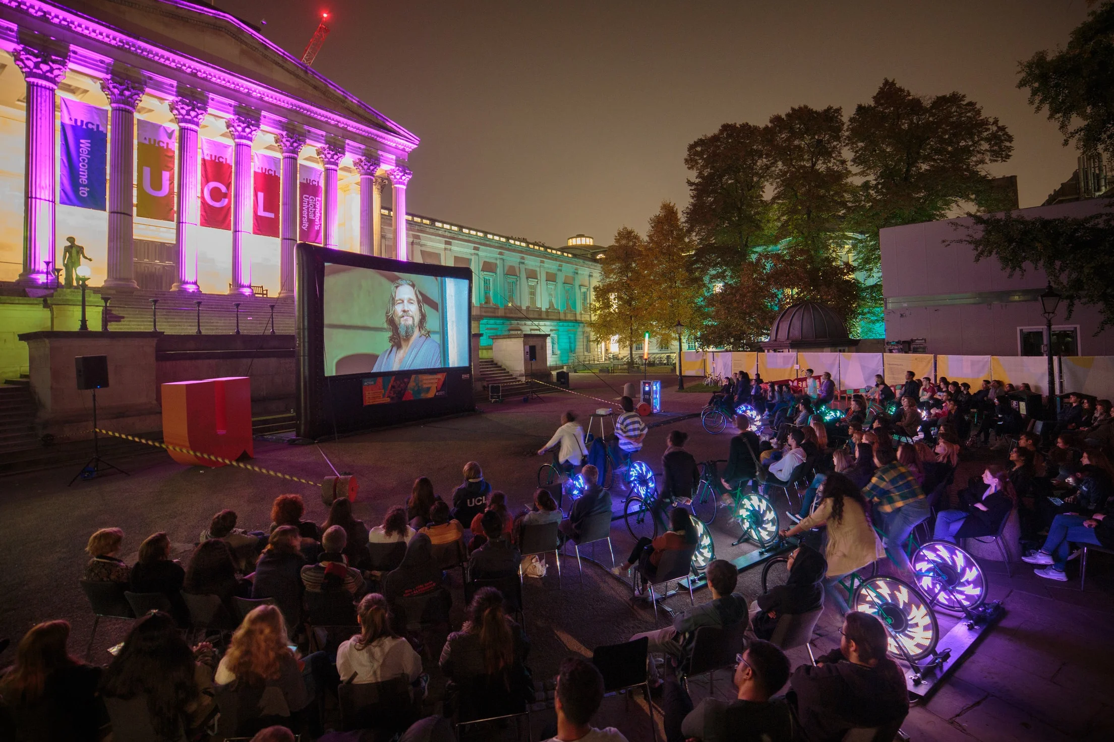 Bicycle-powered cinema for festivals, schools and events
