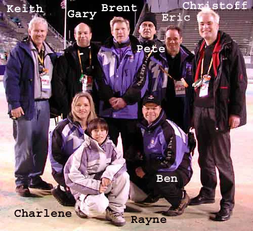 The entire crew of the SLC Olympic closing ceremony, including Rayne, the star of the show.