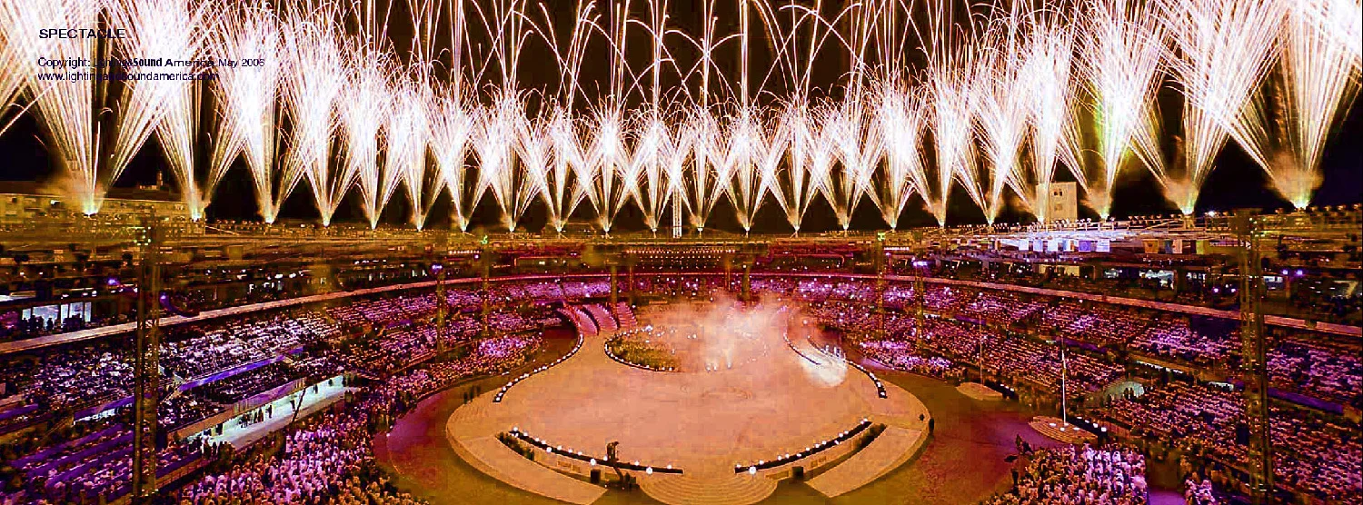 The opening pyro from Lighting and Sound America, May 2006