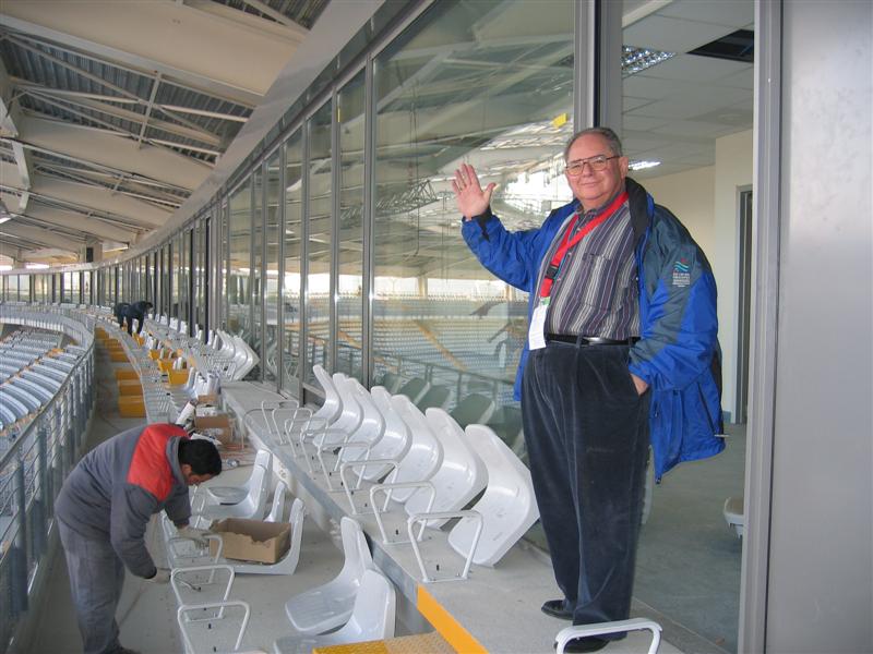 Larry Estrin outside the comms control room before loading has begun.