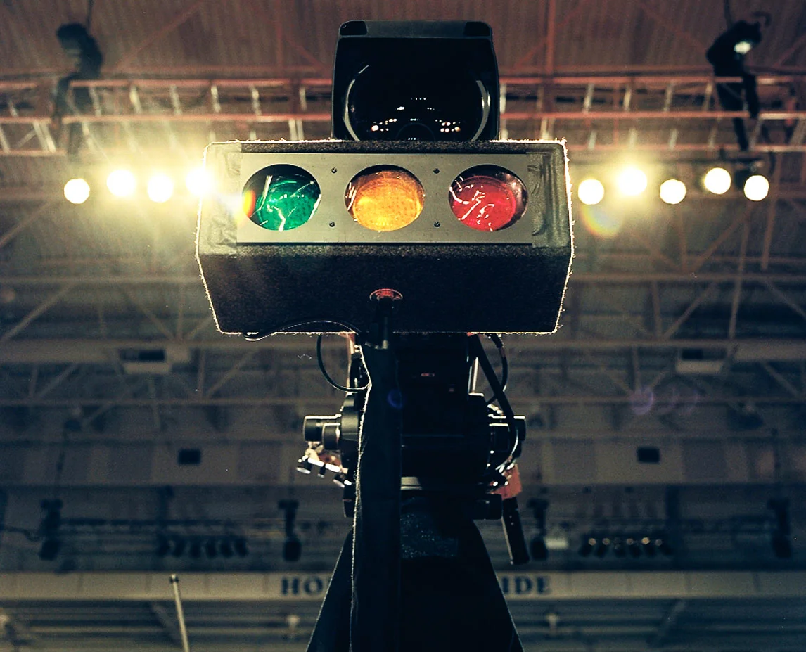 Timing lights on the center Camera. Photo by Harlan Erskine.