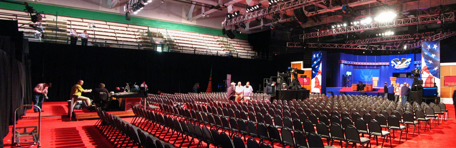 A panorama shot of the setup at Hofstra University.