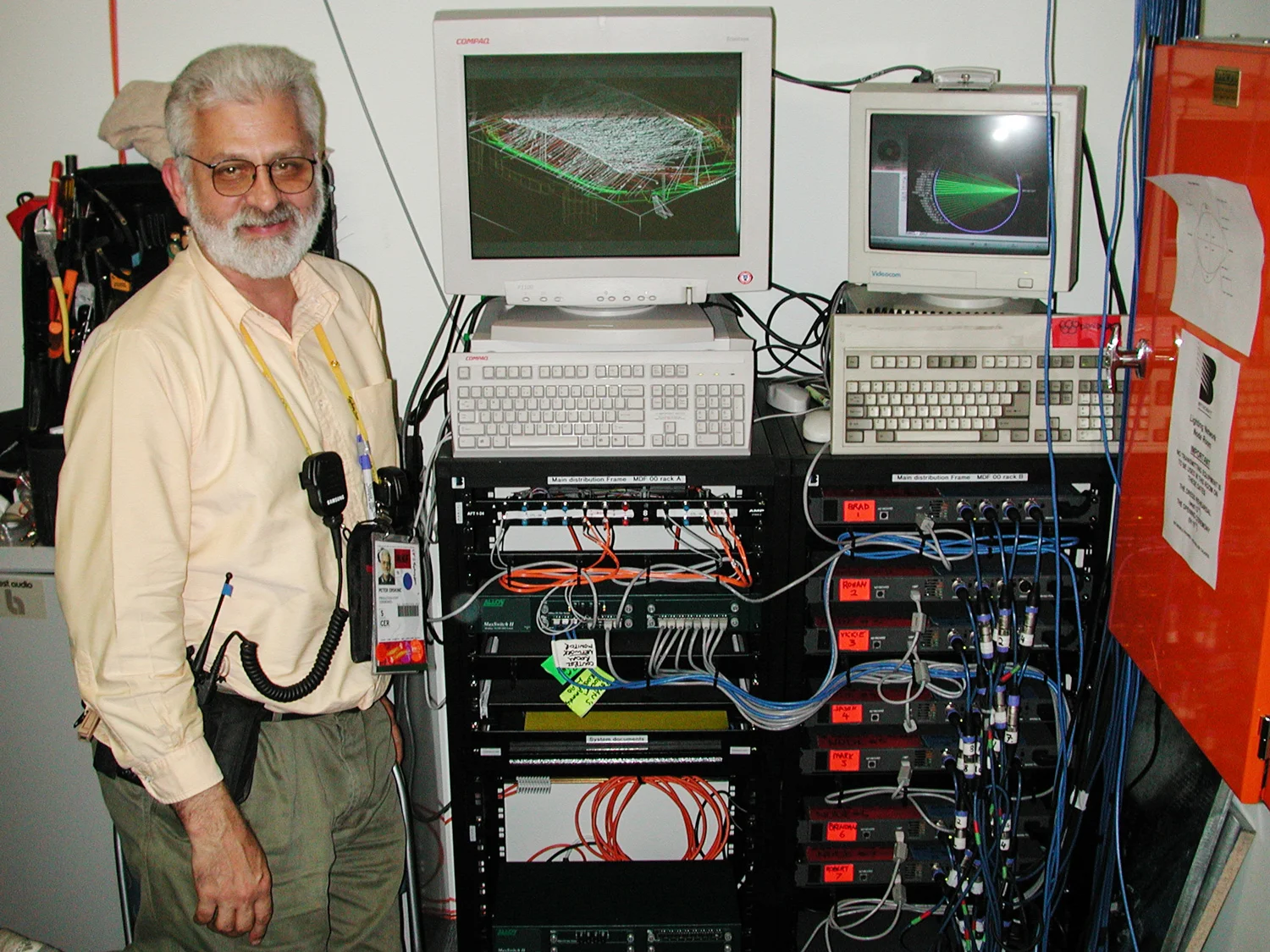 Pete standing next to the lighting fiber distribution system.