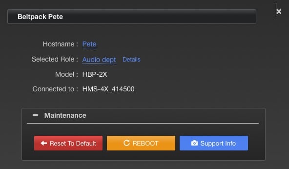 Clicking on a beltpack gets this screen where I can name it and assign a role