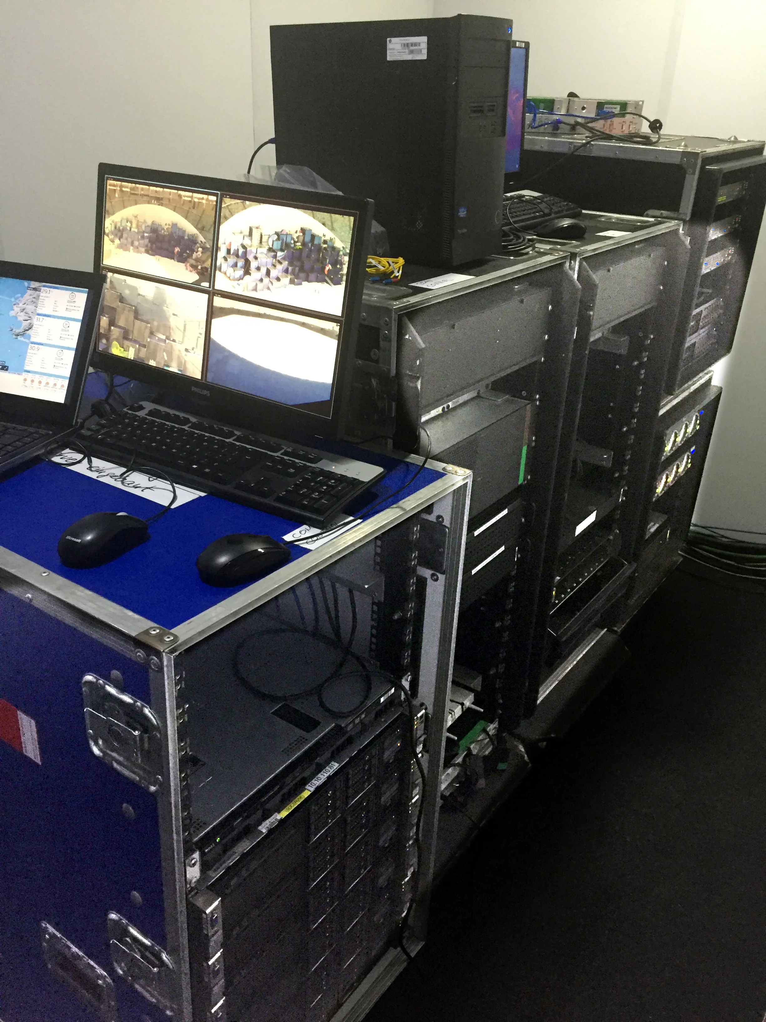 Control position in radio room including PTZ camera system