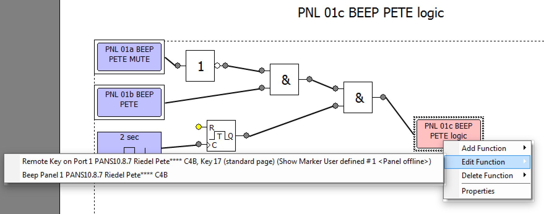 This is a simple peep function to notify me of panel loss. The timer changes the dee-doo-dee-doo of the panel beep to a simple short beep each few seconds.