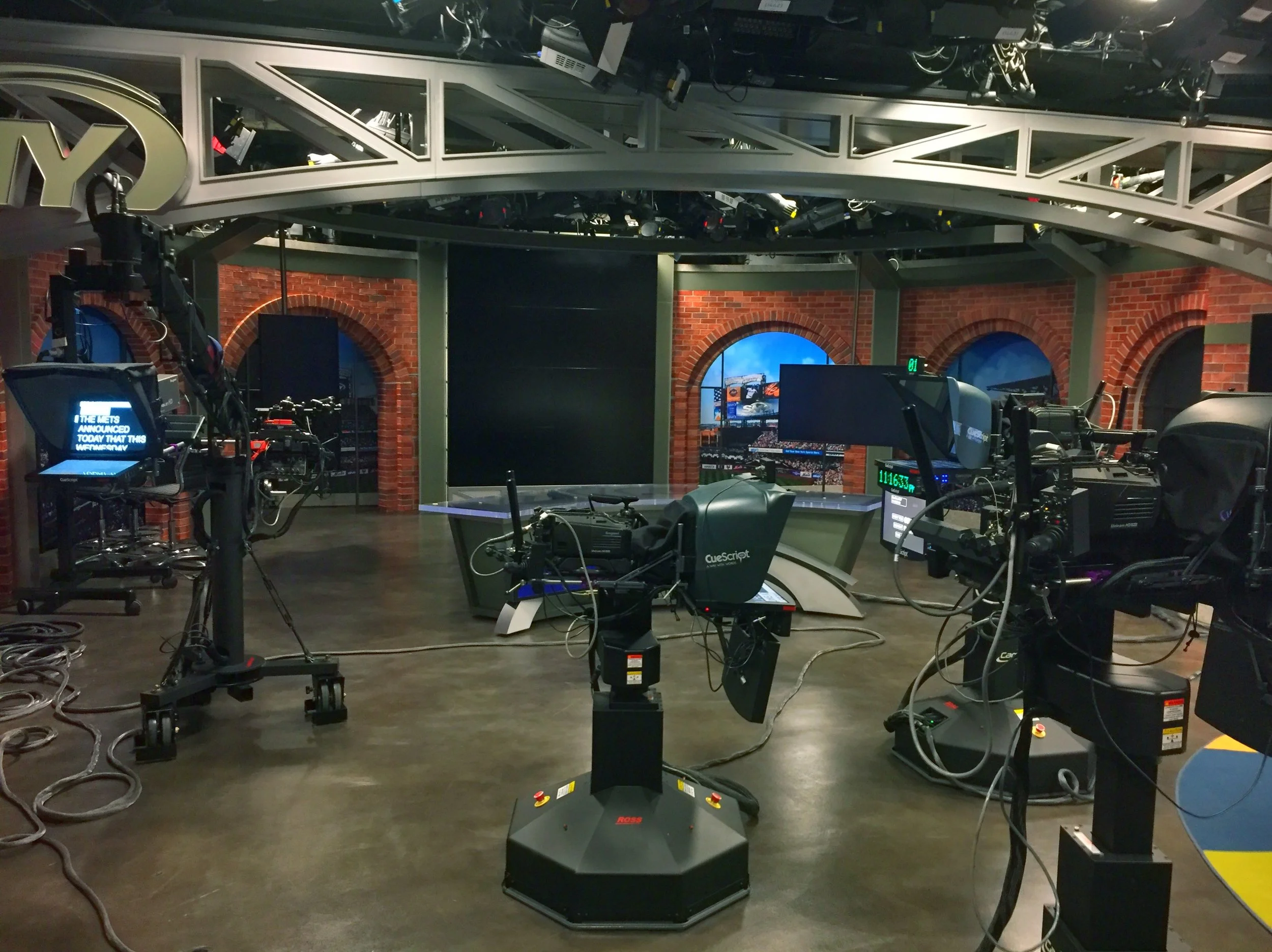Studio B - for Baseball shows - hence the Yankee brick look.