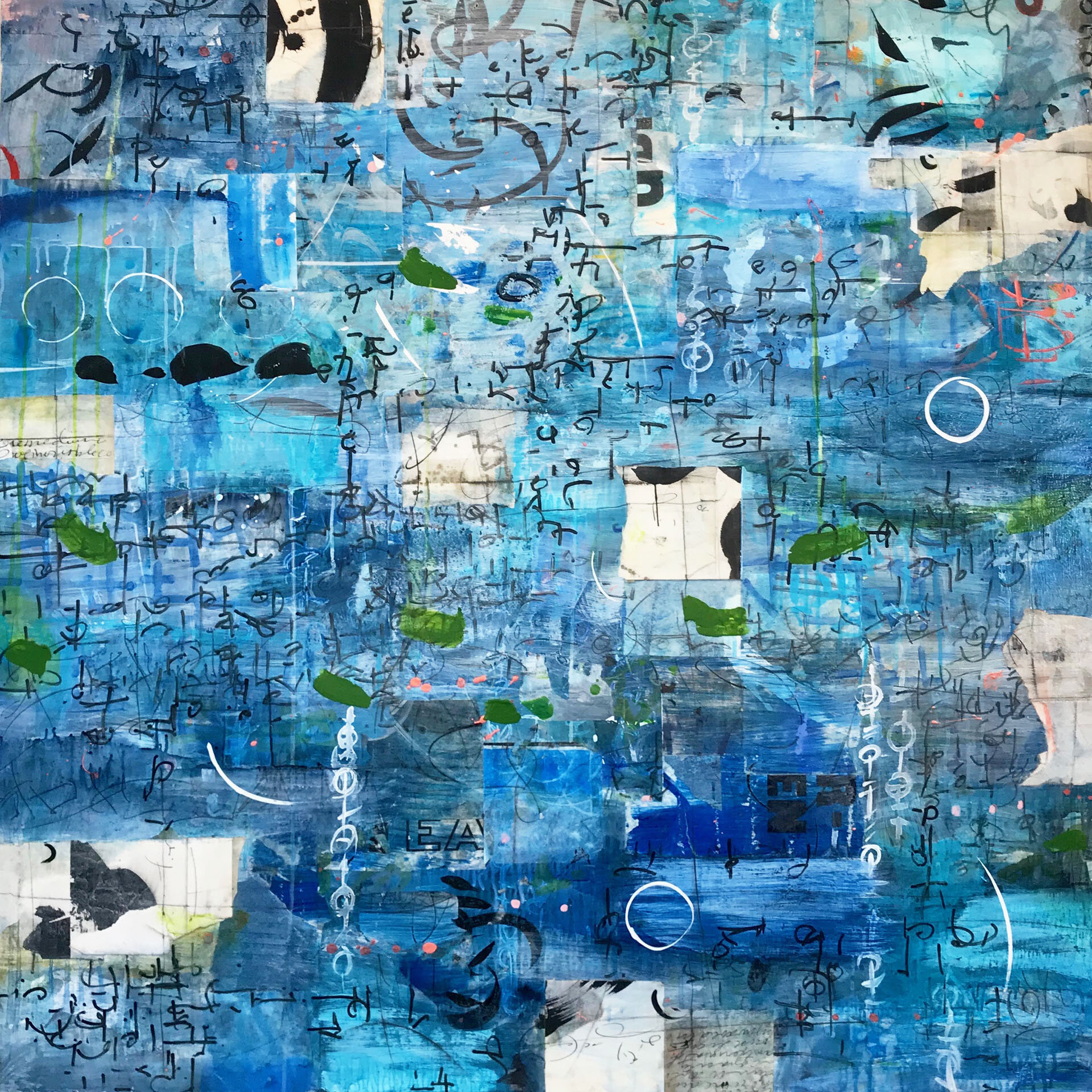 Underwater Tablature, 48" x 48". 2020. SOLD.