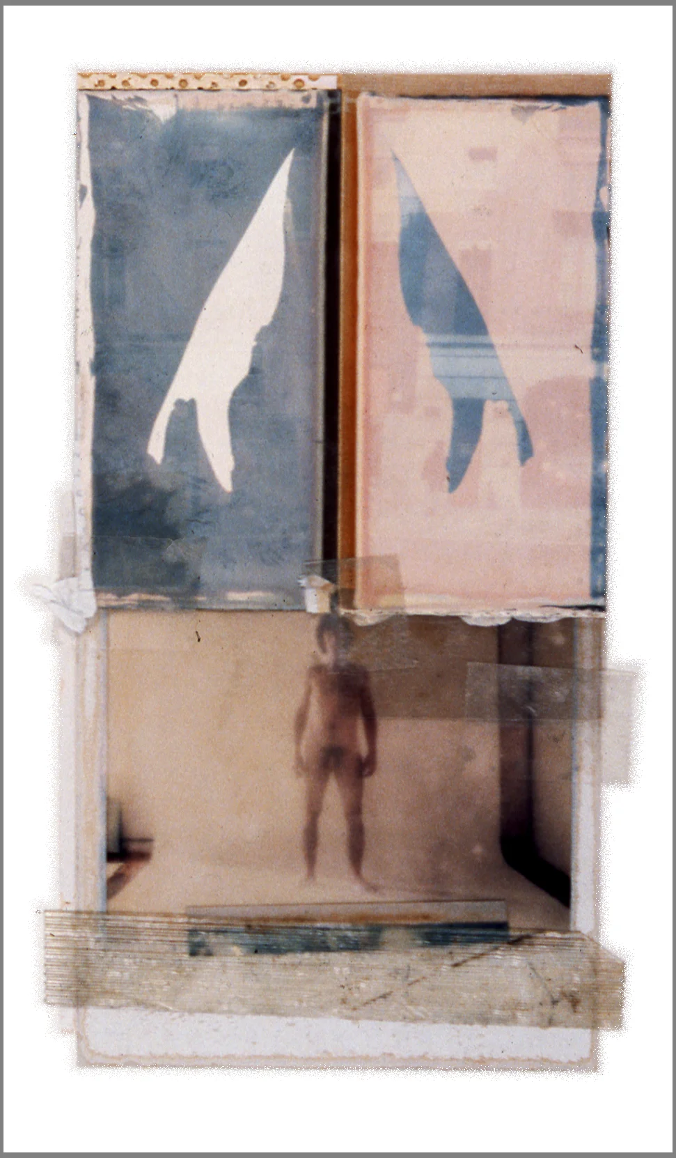 1975 Polaroid SX70 film and mixed media, 6x3.5"
