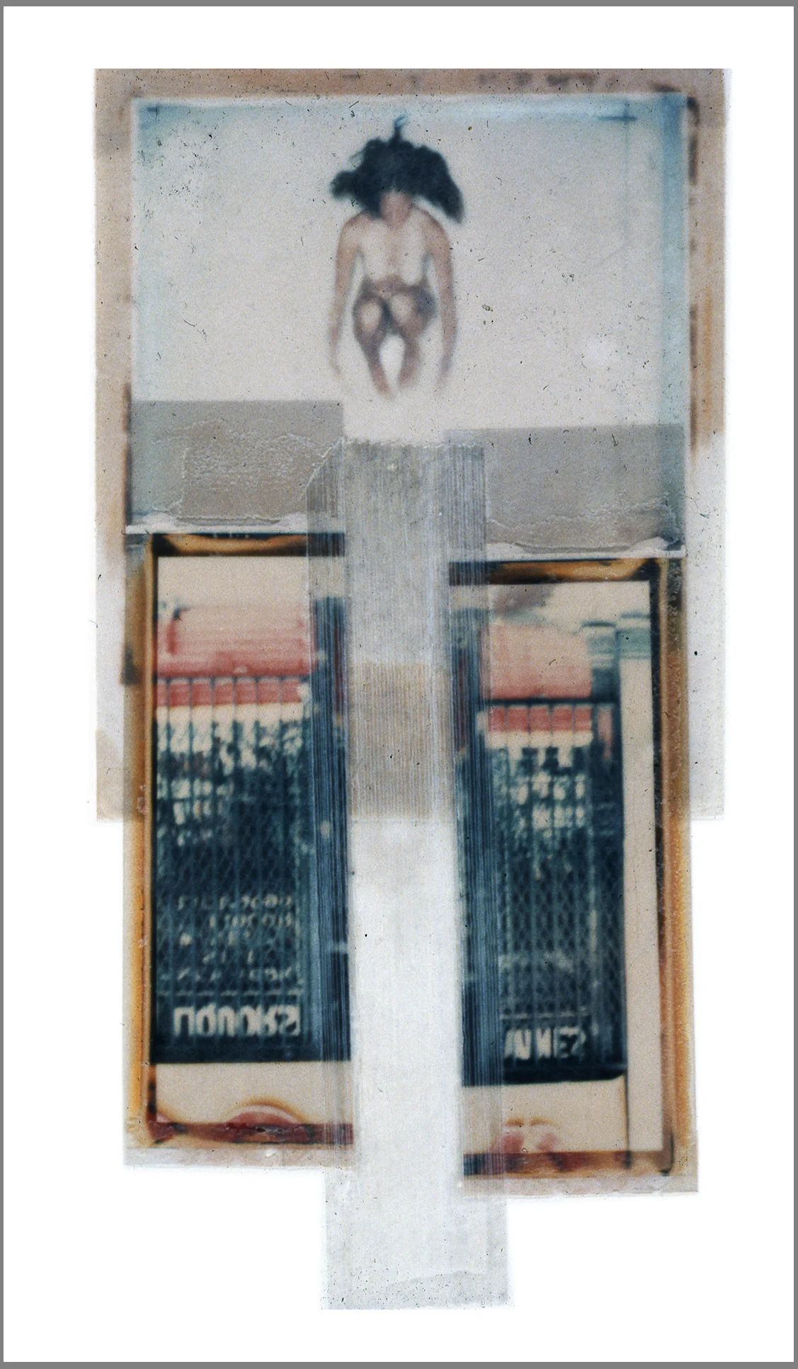 1975 Polaroid SX70 film and mixed media, 8x3.5 "