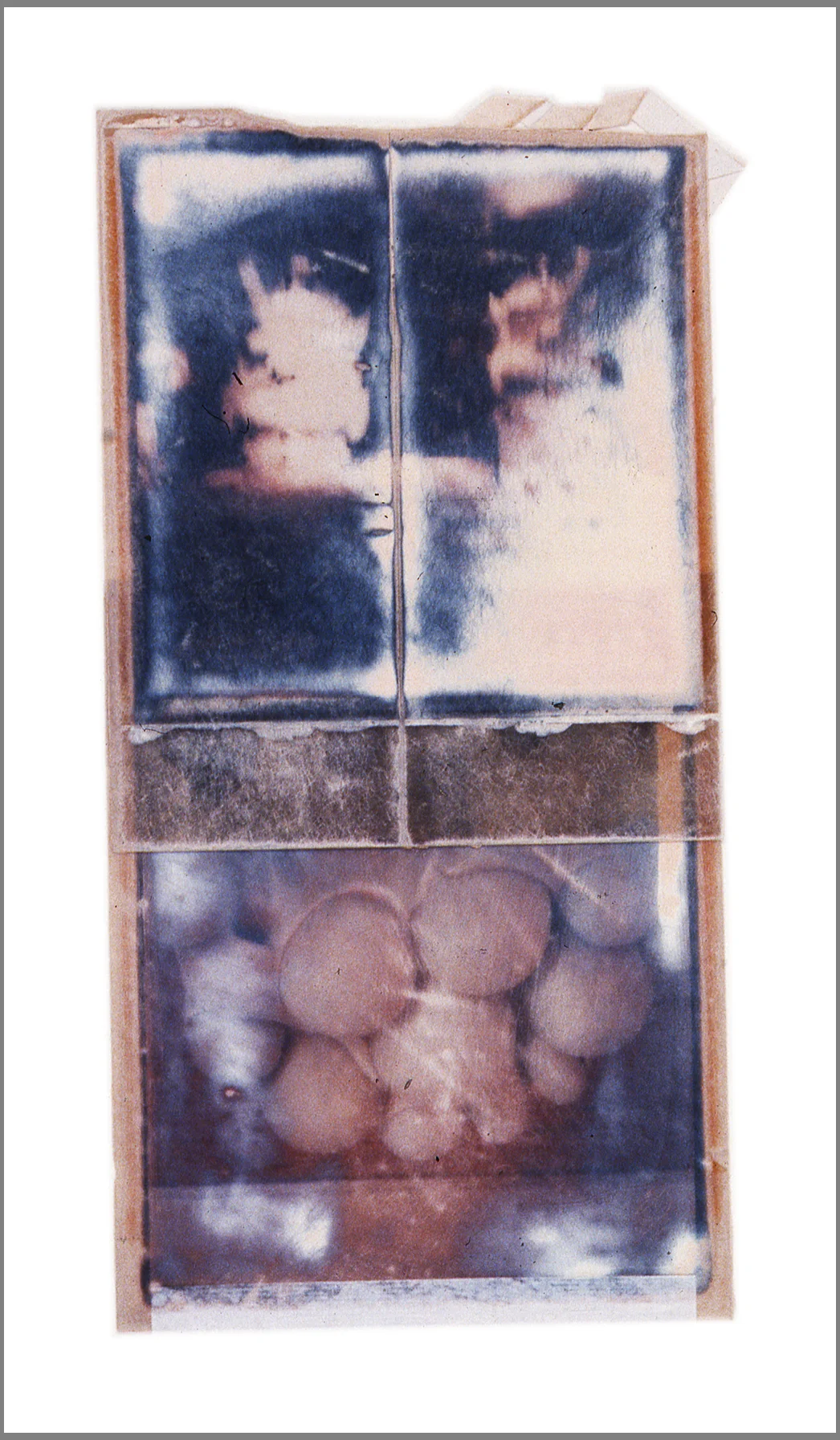 1975 Polaroid SX70 film and mixed media, 6x3.5"