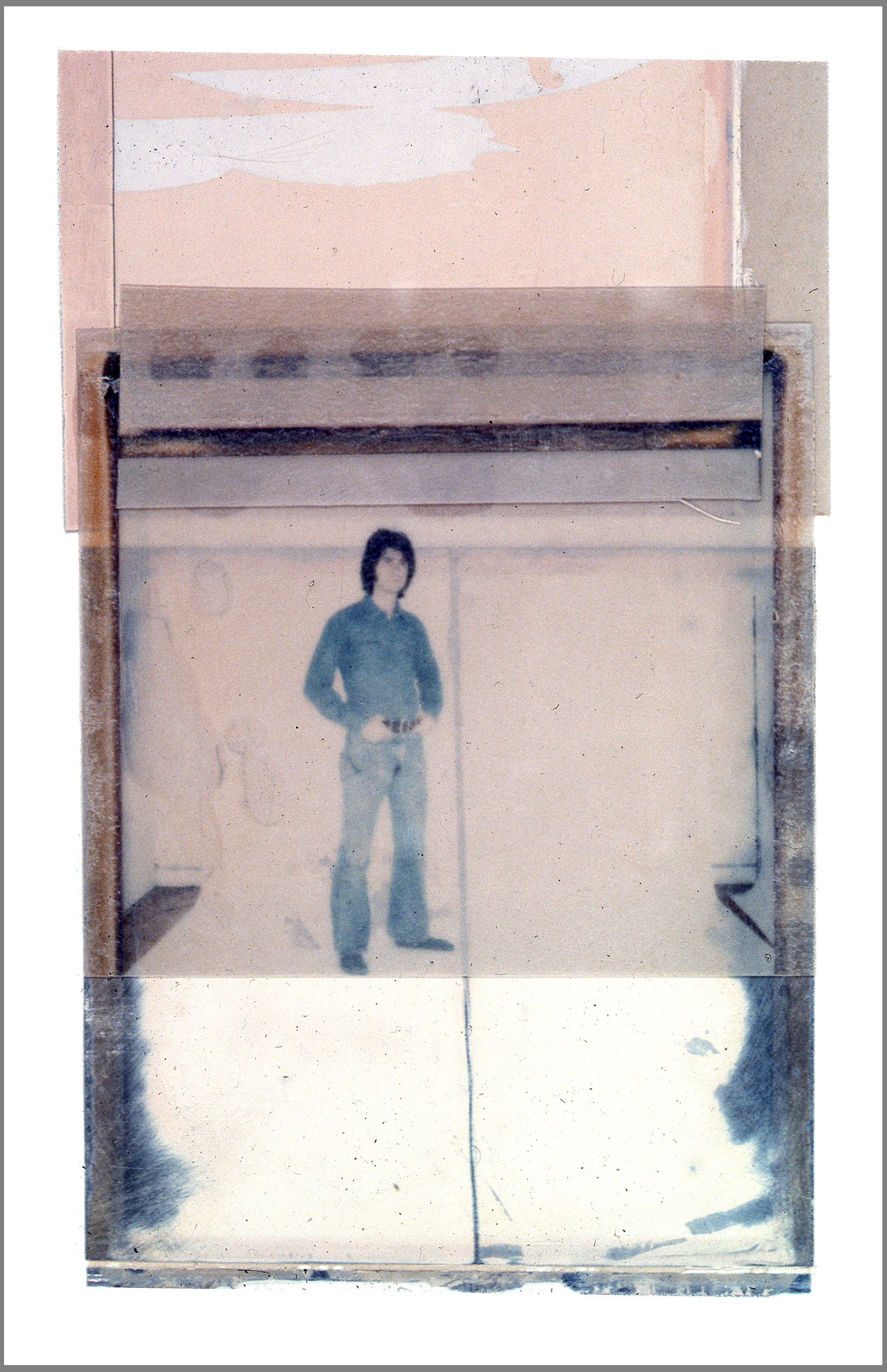 1975  Polaroid SX70 film and mixed media, 6x4" 