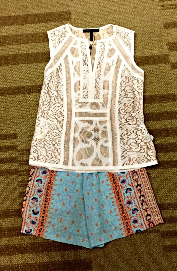 I love mixing prints and textures. This BCBG top and shorts combo at Belk at The Summit has a a bohemian vibe, but is also simple and polished. One quality I like about shorts is that they are unfussy.