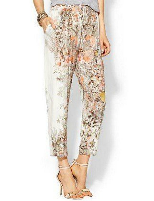 Easy breezy: these silk pants by Haute Hippie in a soft floral are in a silhouette many figures can wear. Image credit: luckyshops.com