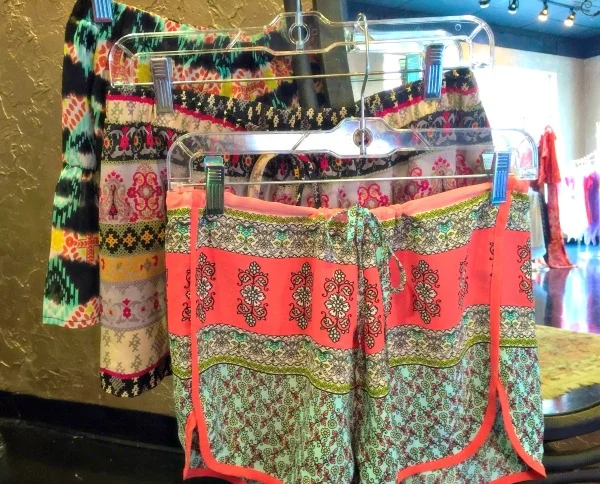 Remember your favorite Umbro shorts? These are the grown-up version, in cute prints on silly fabric with a comfy loose fit and drawstring or elastic waist (which, hopefully it goes without saying, is worn with an UNtucked top). Pictured: shorts by Dance & Marvel and TCEC, from Mia Moda