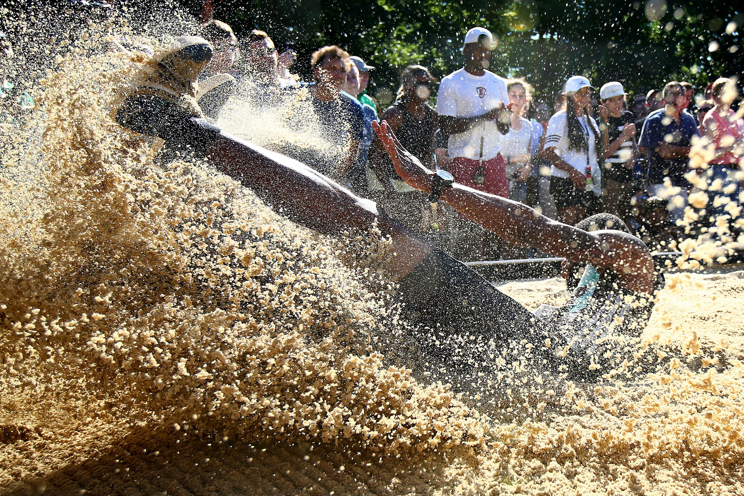 BOSTON, MA - JUNE 18: Michael Hartfield of the United States competes in the Men's Long Jump during Day 2 of the Adidas Boost Boston Games on June 18, 2016 in Boston, Massachusetts. (Photo by Tim Bradbury/Getty Images)
