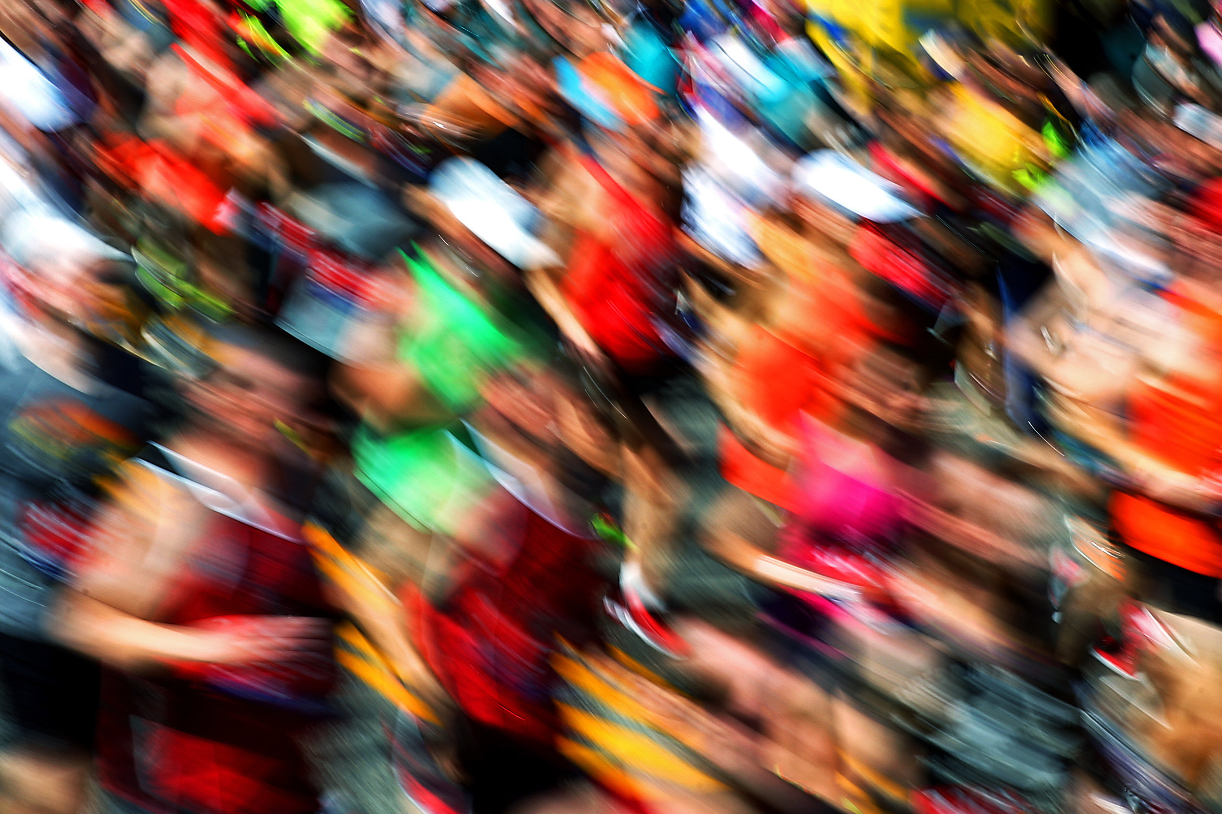 HOPKINTON, MA - APRIL 18: A blurred view as Wave One runners start the 120th Boston Marathon on April 18, 2016 in Hopkinton, Massachusetts. (Photo by Tim Bradbury/Getty Images)