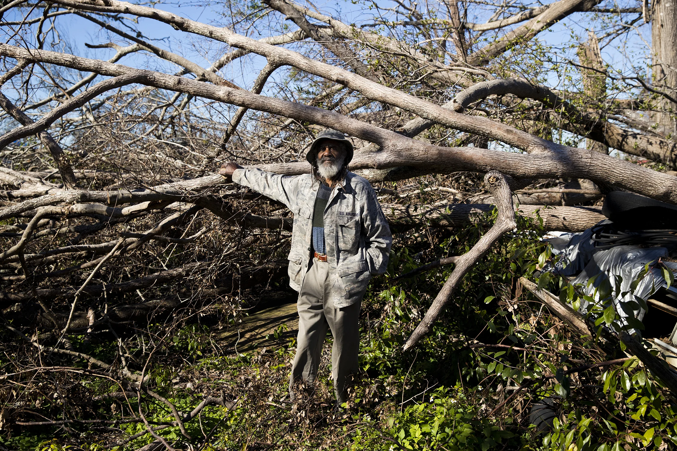  Peter Kitt at his home in Springfield, Florida on Friday, January 11, 2019. Part of his home and workshop were damaged in Hurricane Michael and has made some repairs while living in a trailer provided by FEMA. "It''l take me some while to do myself,