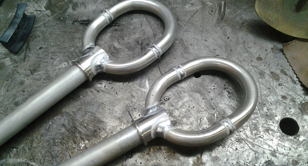 Custom made aluminum control handles for Spitfire airplane