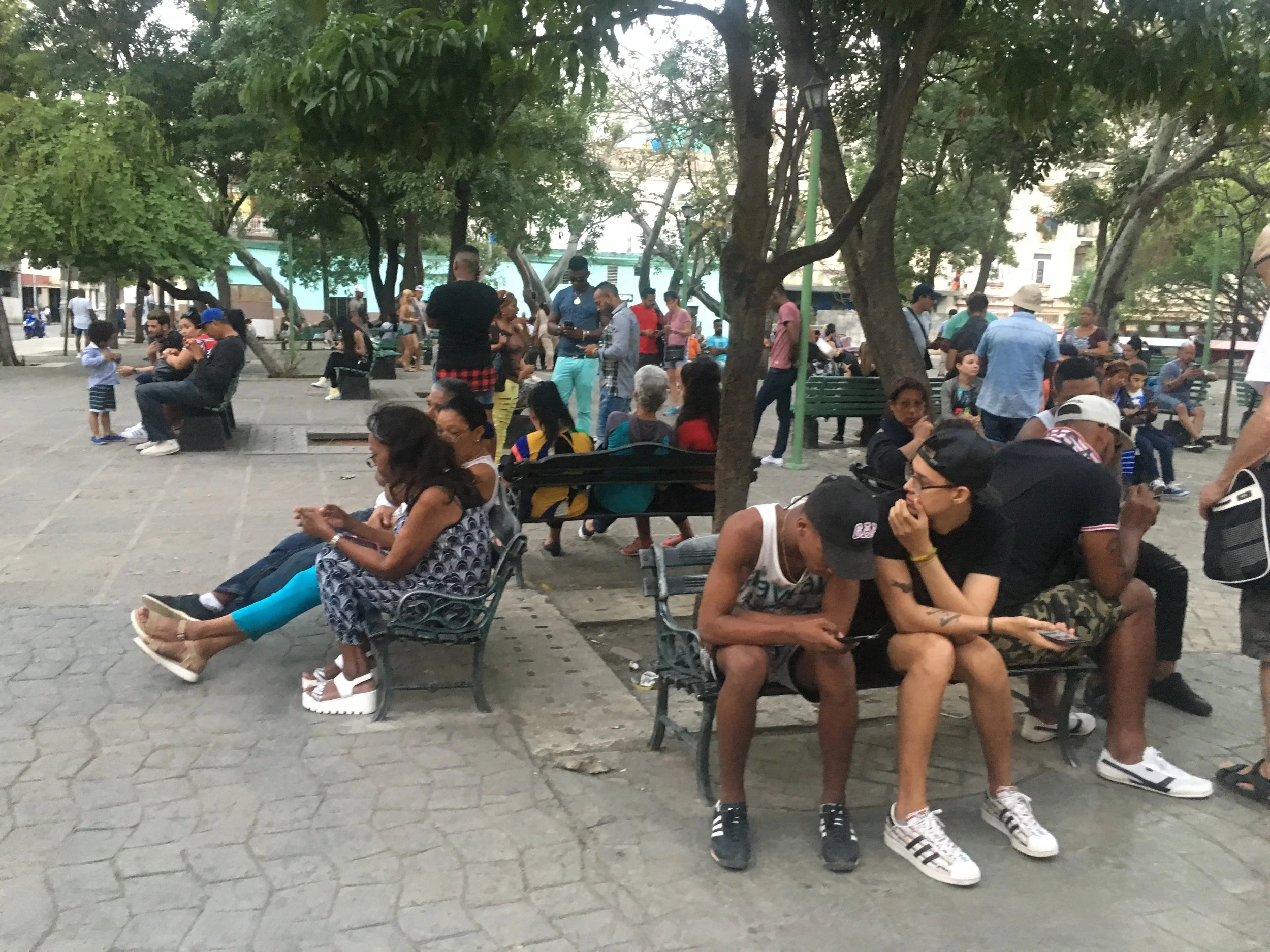 One of Havana's many plazas...and an internet/phone hotspot.