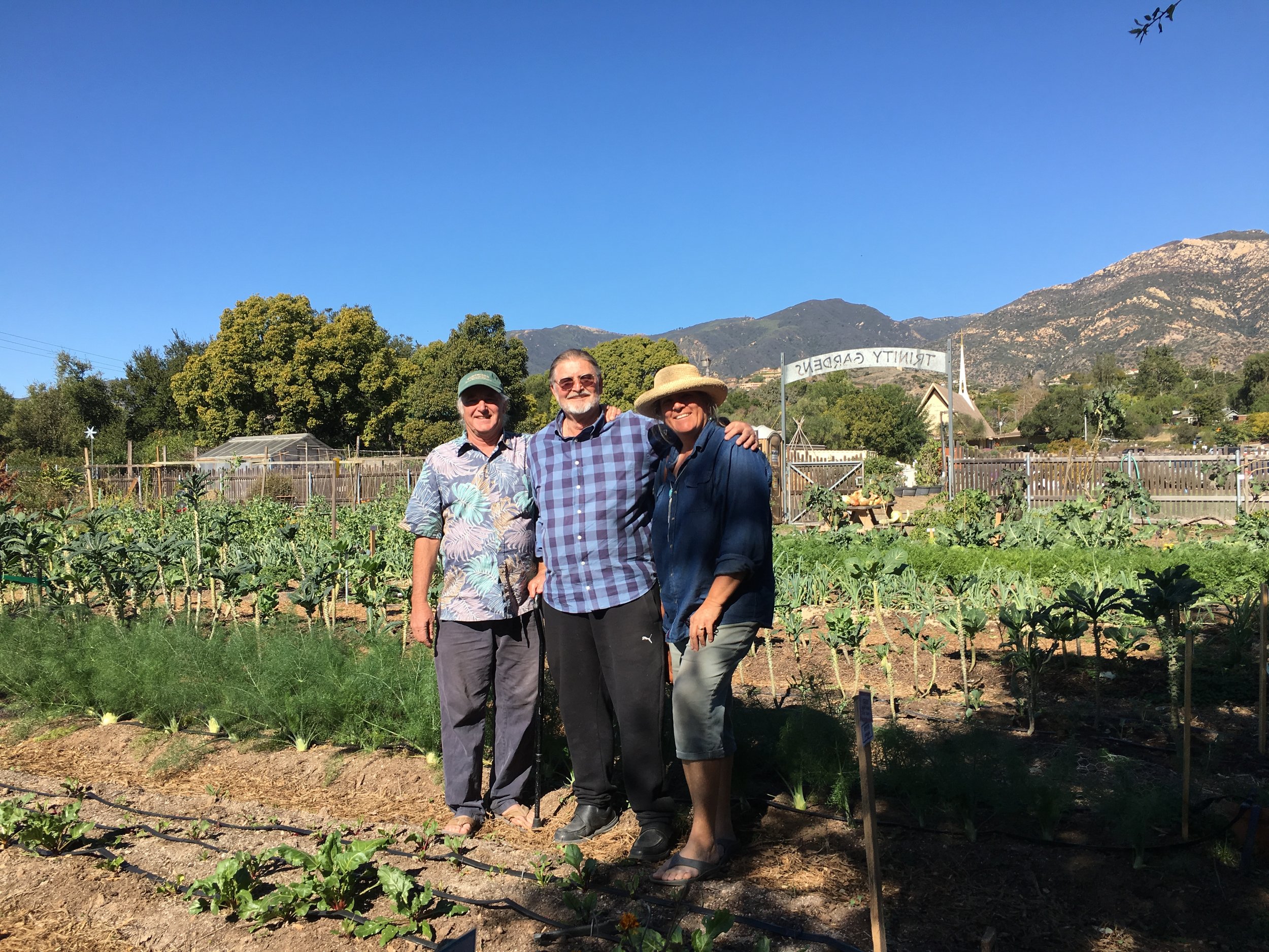 Don Hartley, Jerry Sortonne, Karen Flagg at Trinity Gardens.