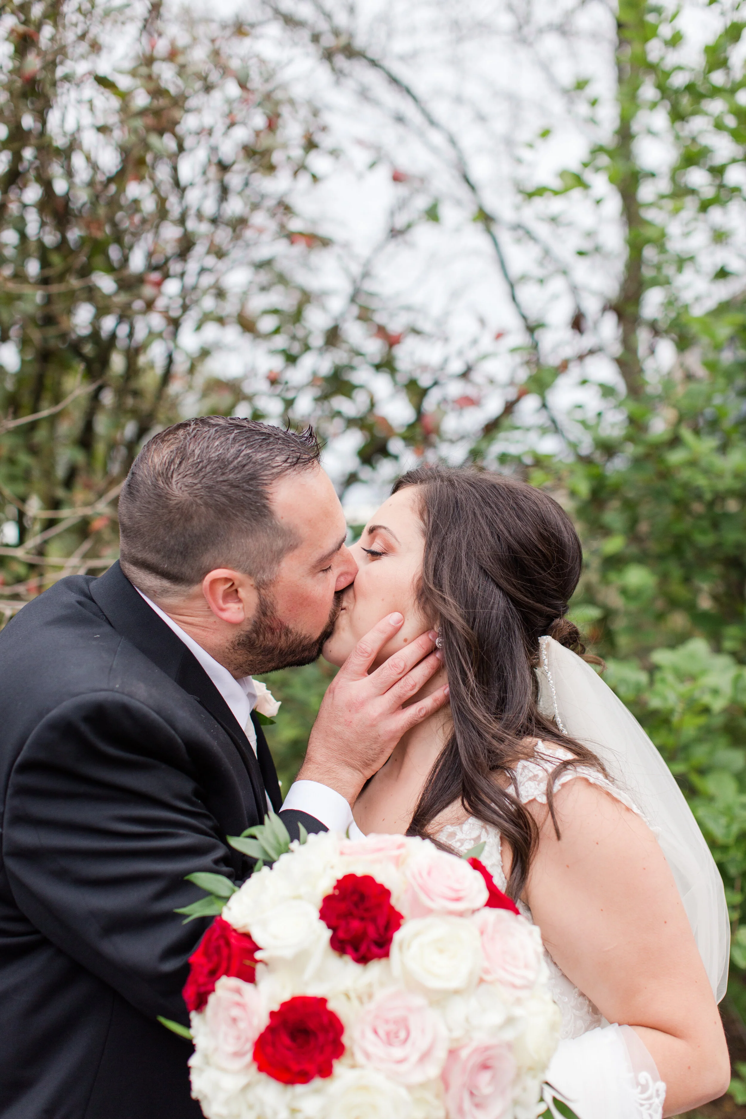 A sweet, spontaneous “just married” kiss!!