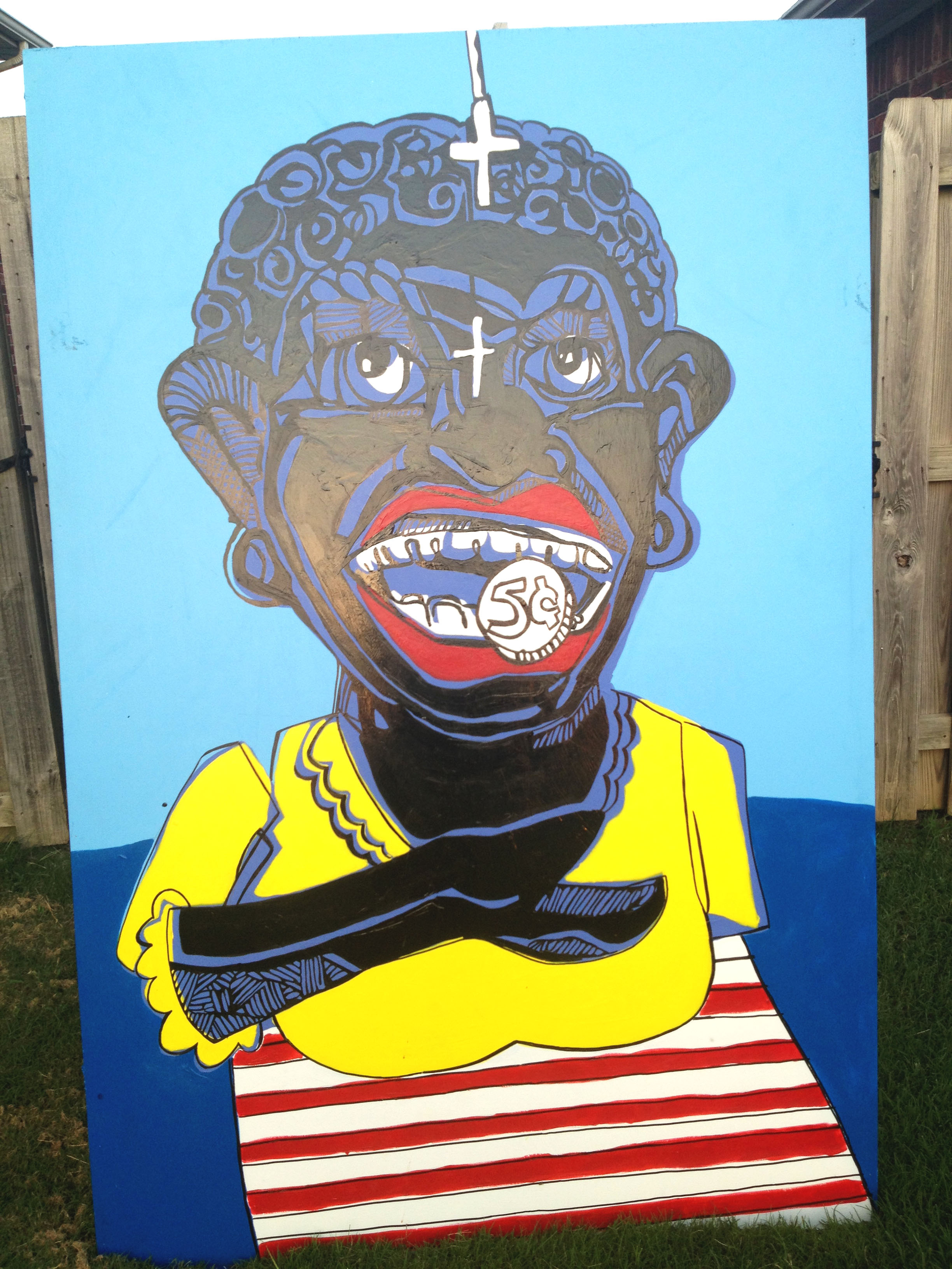 Trichotomy of 5 Cents: Passion Woman, 2013, 72" x 48", Enamel, acrylic , and paint marker on wood panel