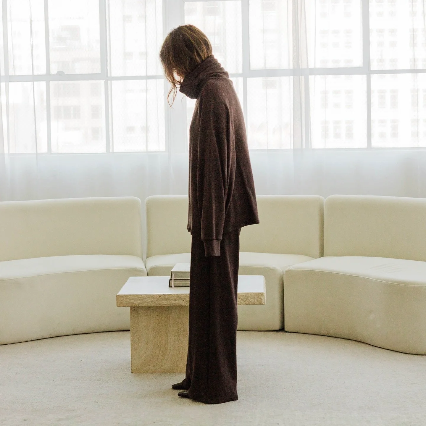 The Ricci High-Neck Tunic paired with the Adelyn Pant in Walnut. 🌰 #corinnecollection #fw25 #aw25