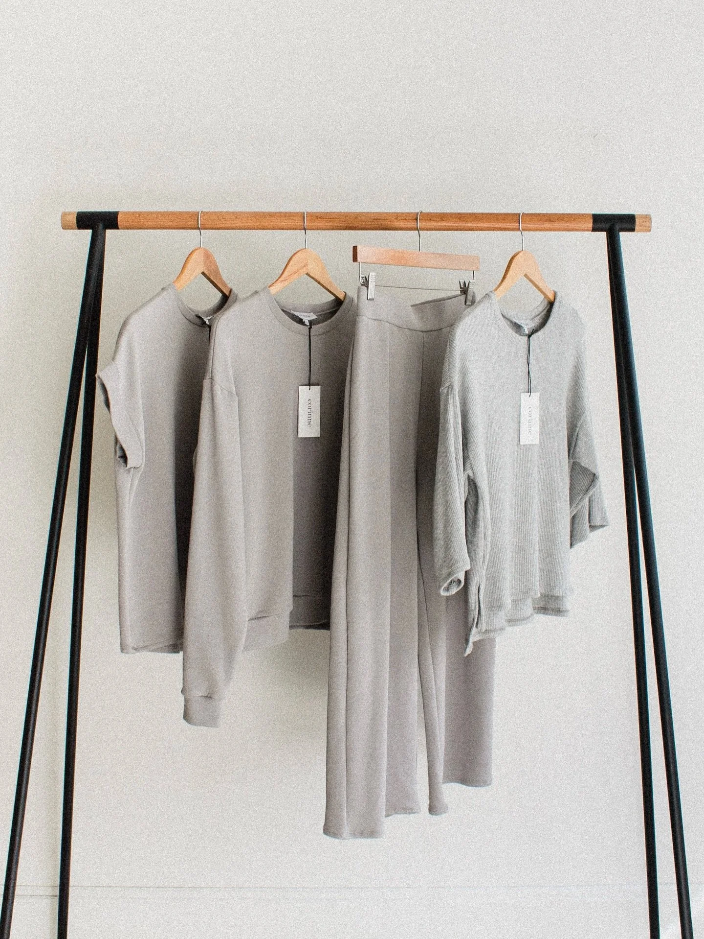 Our Core Collection is now live.

Four everyday essentials, made in small batches in our studio&mdash;in Light Grey and Heather Grey.

Designed to be worn, returned to, and lived in.

Shop the Core Collection (link in bio). 

#corinnecollection