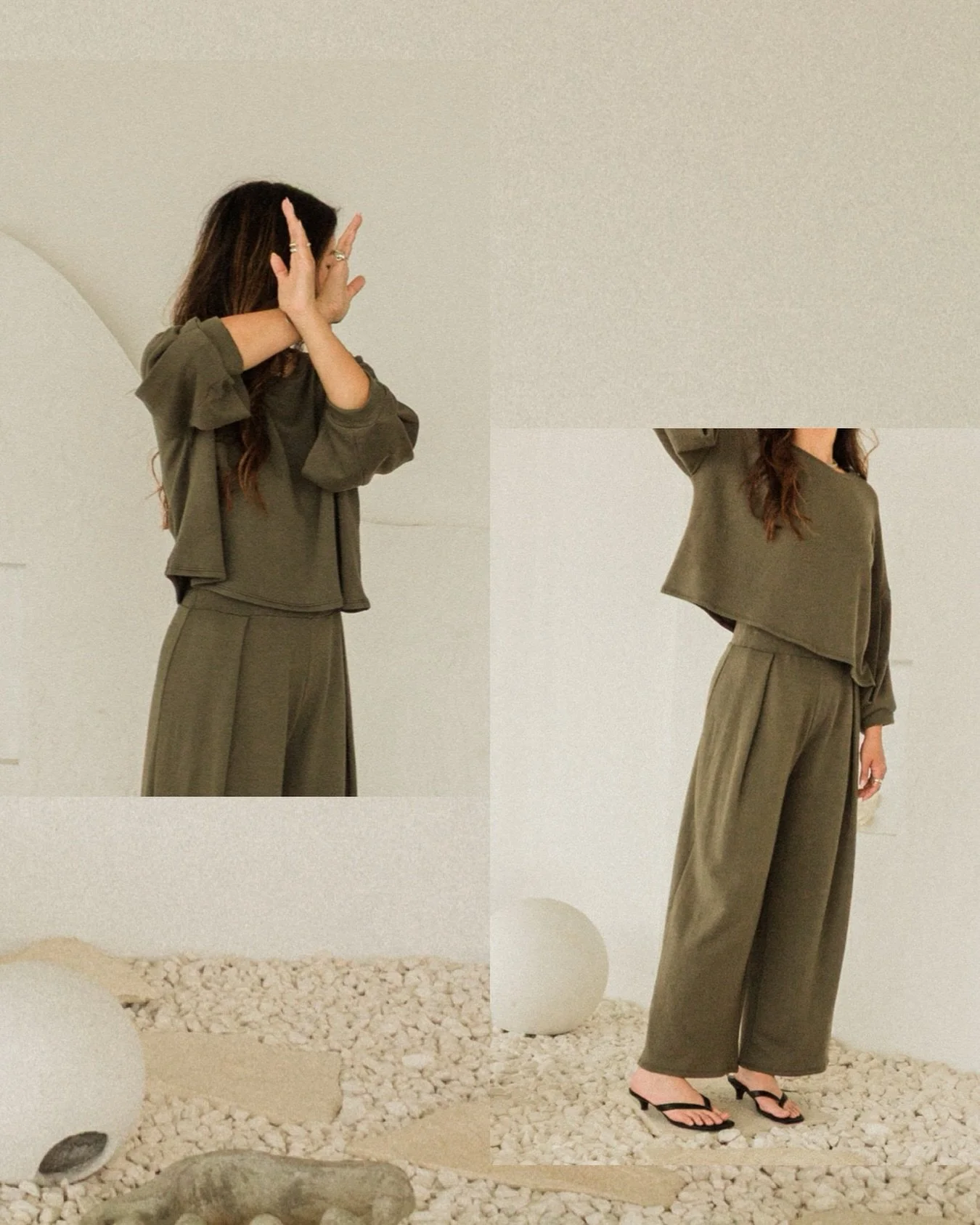 Pleat detail on the Millie Top and Jojo Pleat Pant. #corinnecollection