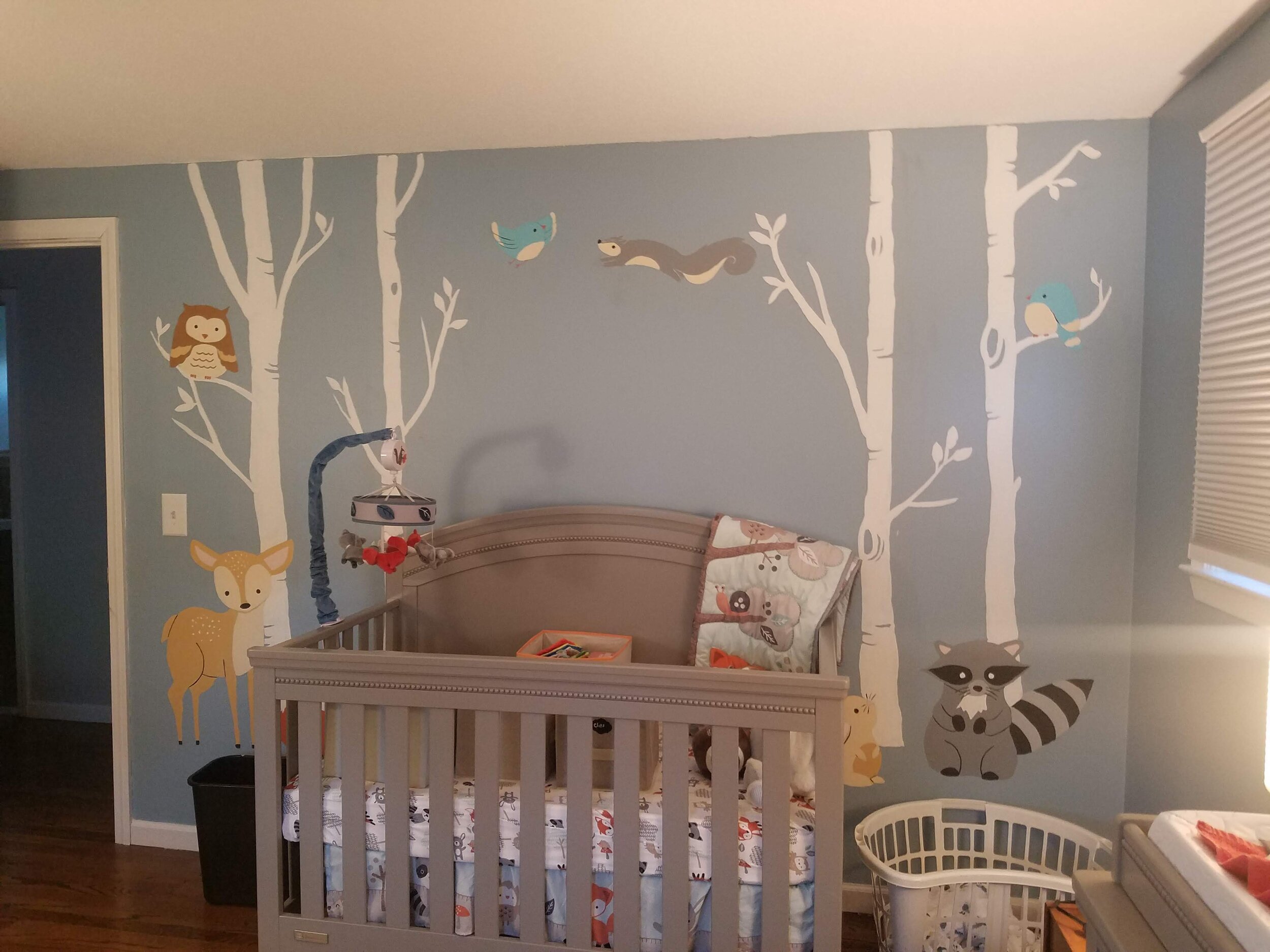 Finished mural with crib