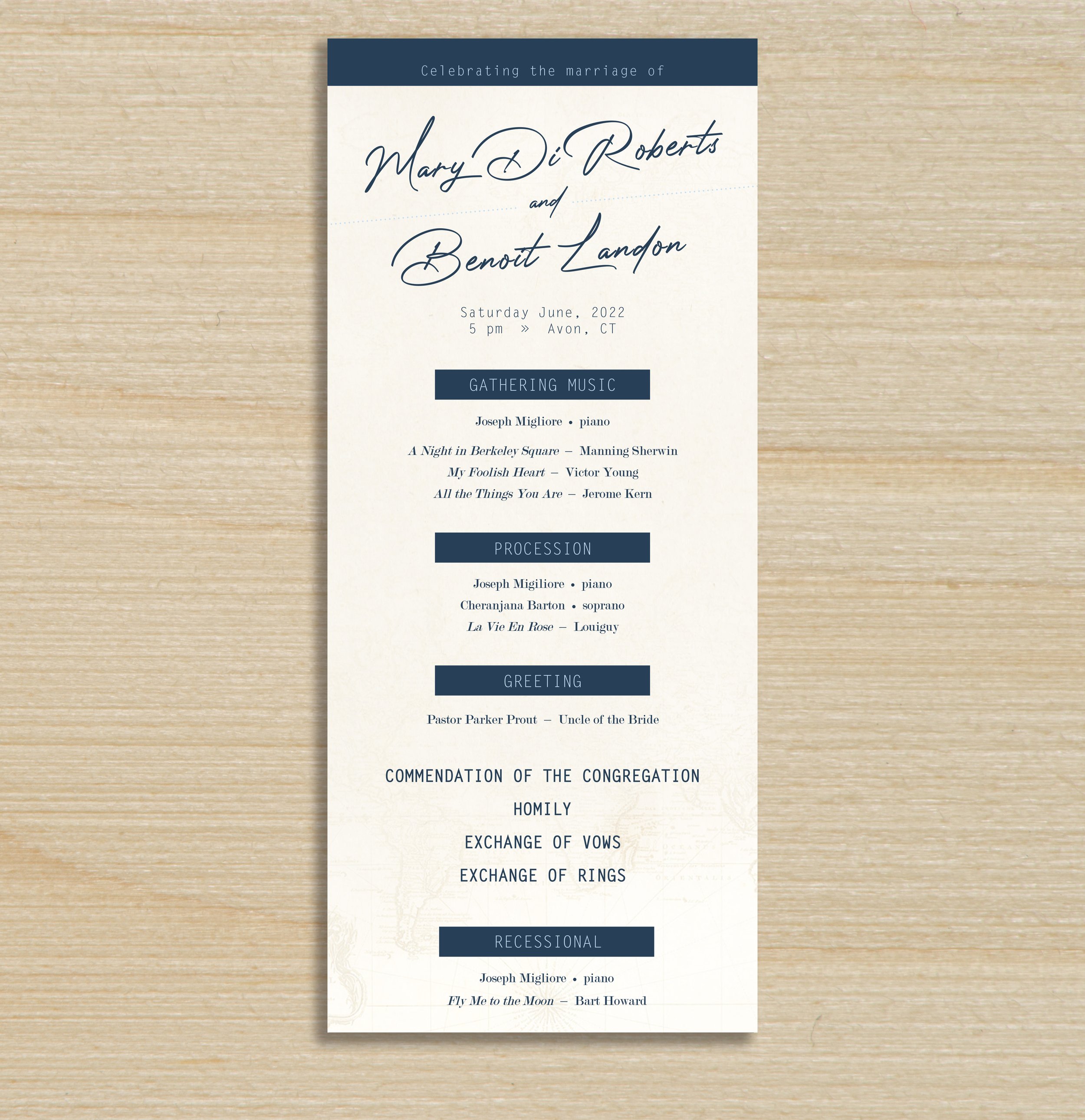 Travel theme - Wedding Program