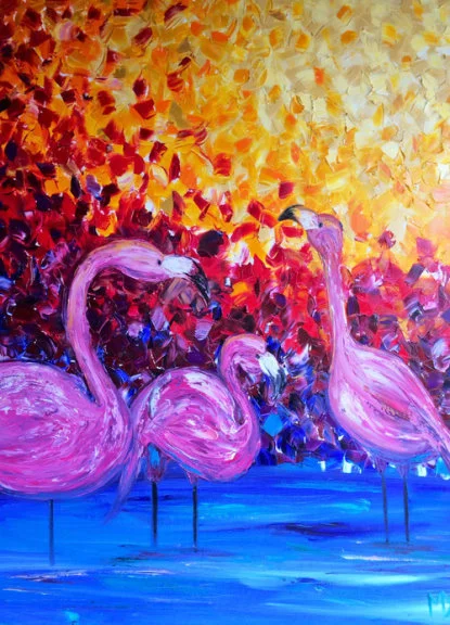 Melissa Doron Flamingos 40X30 Oil on Canvas $1,500.jpg