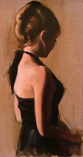 Debra Latham Little Black Dress 20X10 Oil on Linen $1,100.jpg